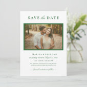 Elegantes Green Wedding Foto Save The Date (Stehend Vorderseite)