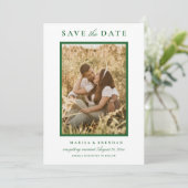 Elegantes Green Wedding Foto Save The Date (Stehend Vorderseite)