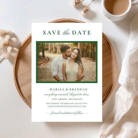 Elegantes Green Wedding Foto Save The Date
