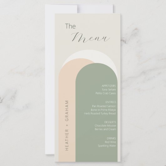 Elegantes Green Wedding Menu (Vorderseite)