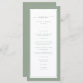 Elegantes Green Wedding Menu Menükarte (Vorne/Hinten)