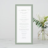 Elegantes Green Wedding Menu Menükarte (Stehend Vorderseite)