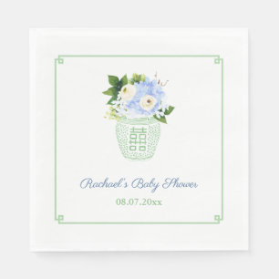 Elegantes Green White Floral Baby Shower Party Serviette