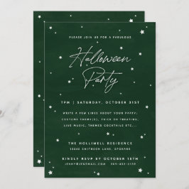 Elegantes Green+White Magical Stars Halloween-Part Einladung
