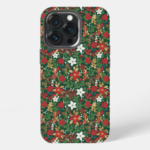 Elegantes Green Winter Red White Gold Floral Muste iPhone 13 Pro Hülle