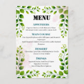 Elegantes Greenerity Frame Wedding Menü Menükarte (Vorderseite)