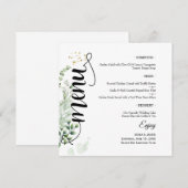 Elegantes Greenerity Script Round Wedding Flat Men Menükarte (Vorne/Hinten)