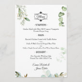 Elegantes Greenerity Table Wedding Menu Menükarte (Vorderseite)