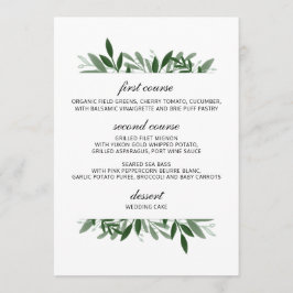Elegantes Greenerity Wedding Menu Menükarte
