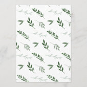 Elegantes Greenerity Wedding Menu Menükarte (Rückseite)