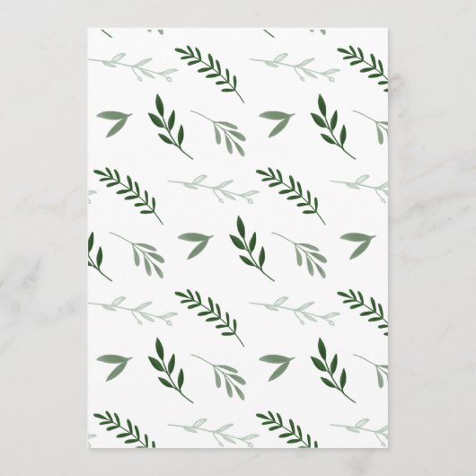 Elegantes Greenerity Wedding Menu Menükarte (Rückseite)