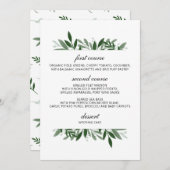 Elegantes Greenerity Wedding Menu Menükarte (Vorne/Hinten)