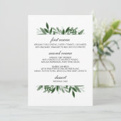 Elegantes Greenerity Wedding Menu Menükarte (Stehend Vorderseite)