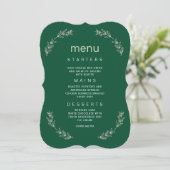 Elegantes Greenerity Wedding Menu | Script-Schrift Einladung (Stehend Vorderseite)