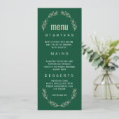 Elegantes Greenerity Wedding Menu | Script-Schrift Einladung (Stehend Vorderseite)