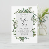 Elegantes Greenery Border Brautparty Einladung (Stehend Vorderseite)