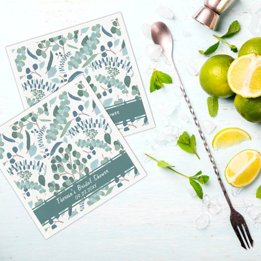 Elegantes Greenery Custom Brautparty Serviette