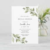 Elegantes Greenery Foliage Brautparty Einladung (Stehend Vorderseite)