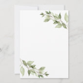 Elegantes Greenery Foliage Brautparty Einladung (Rückseite)