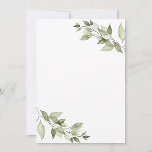 Elegantes Greenery Foliage Brautparty Einladung (Rückseite)