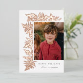 Elegantes Greenery Foliage Foto Folien Feiertagskarte (Stehend vorne)