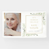 Elegantes Greenery Foto Beerdigung Banner (Horizontal)