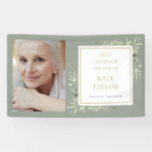 Elegantes Greenery Foto Beerdigung Banner (Horizontal)