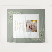 Elegantes Greenery Foto Beerdigung Wandteppich (Vorderseite (Horizontal))