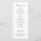 Elegantes grenzenloses Hochzeitsprogramm Programm (Rückseite)