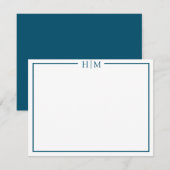 Elegantes Grenzgebiet Mit Monogramm Minimalistisch Mitteilungskarte (Vorne/Hinten)