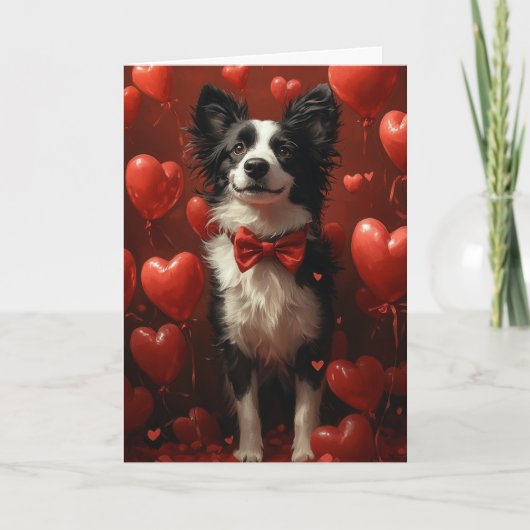 Elegantes Grenzgebirge Collie Valentine Tagesherze Karte (Vorderseite)