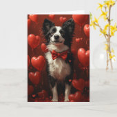 Elegantes Grenzgebirge Collie Valentine Tagesherze Karte (Gelbe Blume)