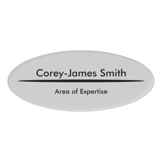 Elegantes Grey Black Beruflich Expertise & Oval Namenschild (Vorderseite)