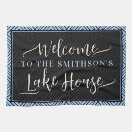 Elegantes Grey & Dusty Blue Chic Welcome Lake Hous Geschirrtuch