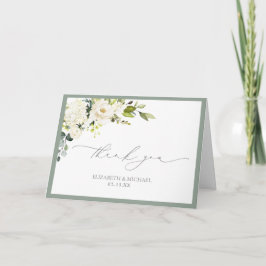 Elegantes Grey Green Watercolor Foto Hochzeit Karte