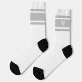 Elegantes Grey White Strip Tennis Racket Athletisc Socken (Linkes Detail)