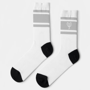 Elegantes Grey White Strip Tennis Racket Athletisc Socken