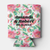 Elegantes, griechisch-rosa Blume-Muster Dosenkühler (Rückseite)