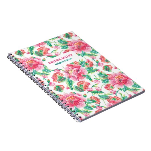 Elegantes, griechisch-rosa Blume-Muster Notizblock (Rechte Seite)