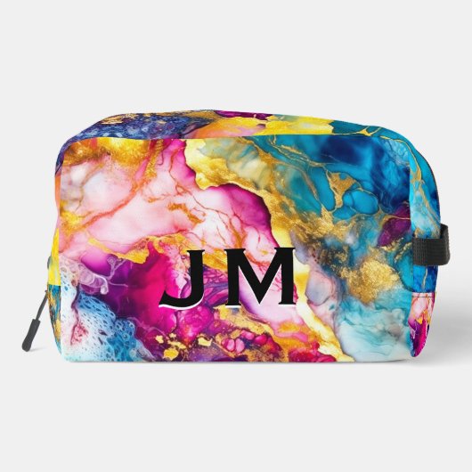 Elegantes, griechisch-türkisfarbenes Marmoraccesso Waschbeutel (Rückseite)