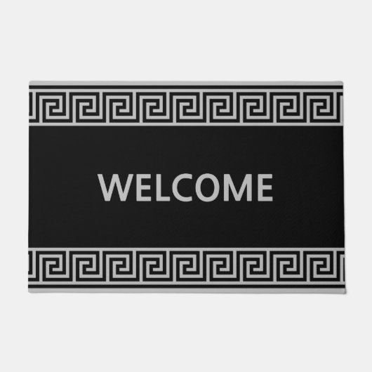 Elegantes griechisches Muster am Schwarzen Türmche Fußmatte (Vorderseite)