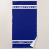 Elegantes griechisches Muster auf Navy Blue & Whit Strandtuch (Vorderseite)