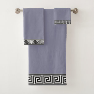 Elegantes griechisches Muster auf Roman Silver Gra Badhandtuch Set