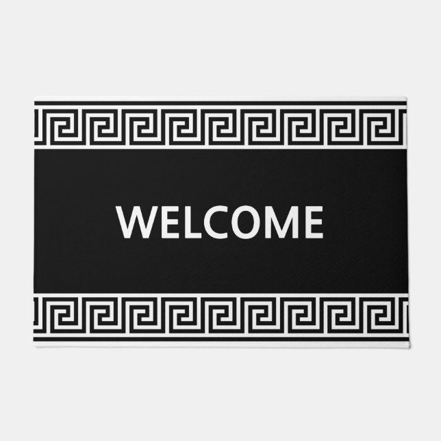 Elegantes griechisches Muster auf schwarz Fußmatte (Vorderseite)