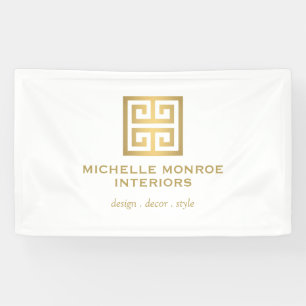 Elegantes griechisches Schlüssel-Designer-Logo Gol Banner