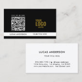 Elegantes GRIY Logo QR Code Golden Gradient Divide Visitenkarte (Vorne/Hinten)