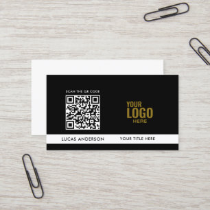 Elegantes GRIY Logo QR Code Golden Gradient Divide Visitenkarte