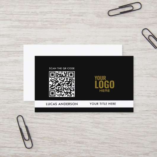 Elegantes GRIY Logo QR Code Golden Gradient Divide Visitenkarte (Vorderseite/Rückseite Beispiel)
