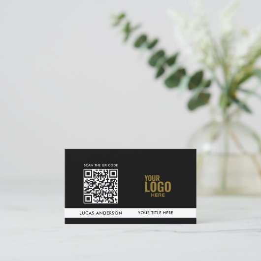 Elegantes GRIY Logo QR Code Golden Gradient Divide Visitenkarte (Stehend Vorderseite)