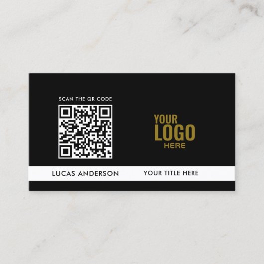 Elegantes GRIY Logo QR Code Golden Gradient Divide Visitenkarte (Vorderseite)